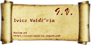 Ivicz Valéria névjegykártya